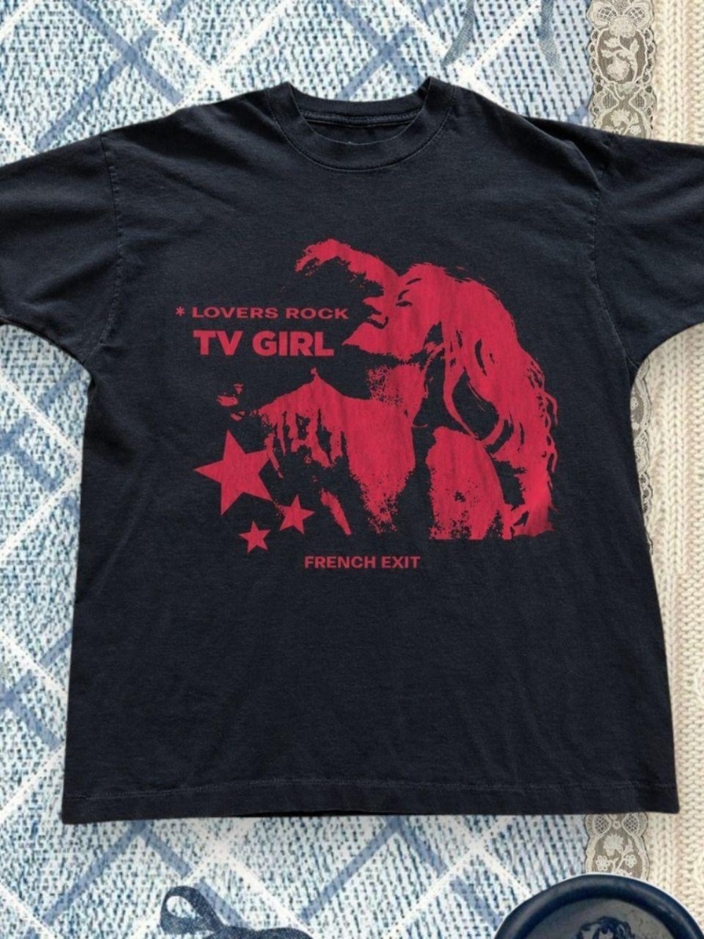 Gildan Black Short Sleeve Tee with Red TV Girl Graphic